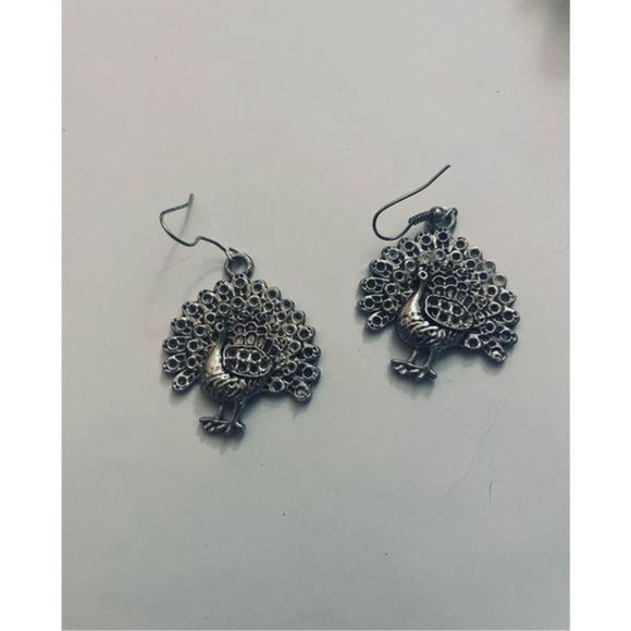 Unique silver boho TURKEY DANGLE EARRINGS - Picture 1 of 7